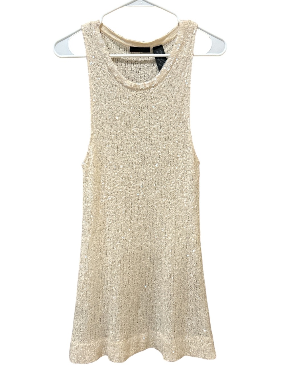 Donna Karan Collection Cashmere Silk Blend Sequin Tunic Tank Dress Size: L